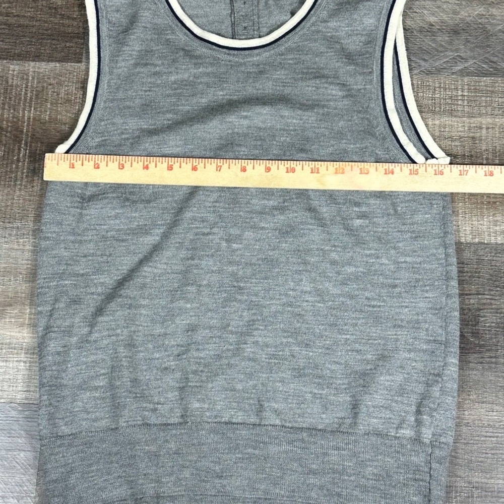 J.Crew Sleeveless Sweater Women Large Gray Merino Wool Shell Contrast Trim E8552 - Picture 6 of 10